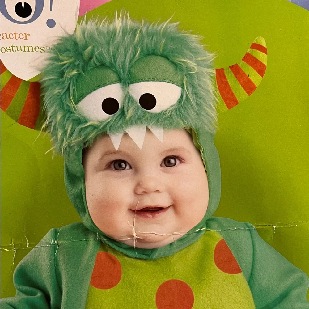 Green and Orange Polka Dot Monster Costume by Baby Boo. Ages 0 and up. 18-24 max